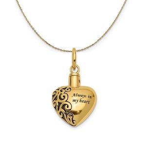 14k Yellow Gold Always In My Heart Ash Holder Necklace - 20 Inch